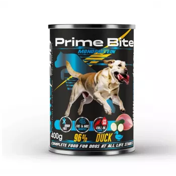 PRIME BITE Monoprotein pato com courgette - comida húmida para cães - 400g