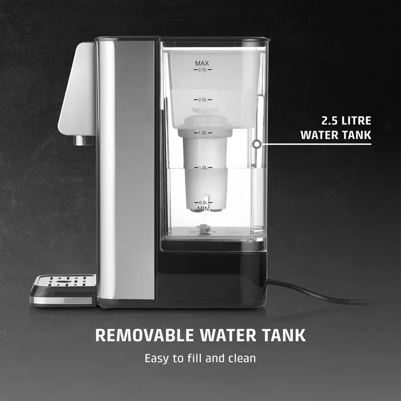 Caso Turbo Dispensador de água quente | HW 630 | Dispensador de água | 2600 W | 2,5 L | Plástico/Aço inoxidável | Preto/Aço inoxidável