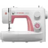 Singer Simple 3210 máquina de costura automática, eletromecânica, 10 pontos, casa de botão em 4 passos, braço livre, 85 W, branca/rosa
