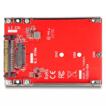 Conversor DeLOCK 2,5 polegadas U.3 SFF-8639 para M.2 NVMe Key M 7 mm vermelho