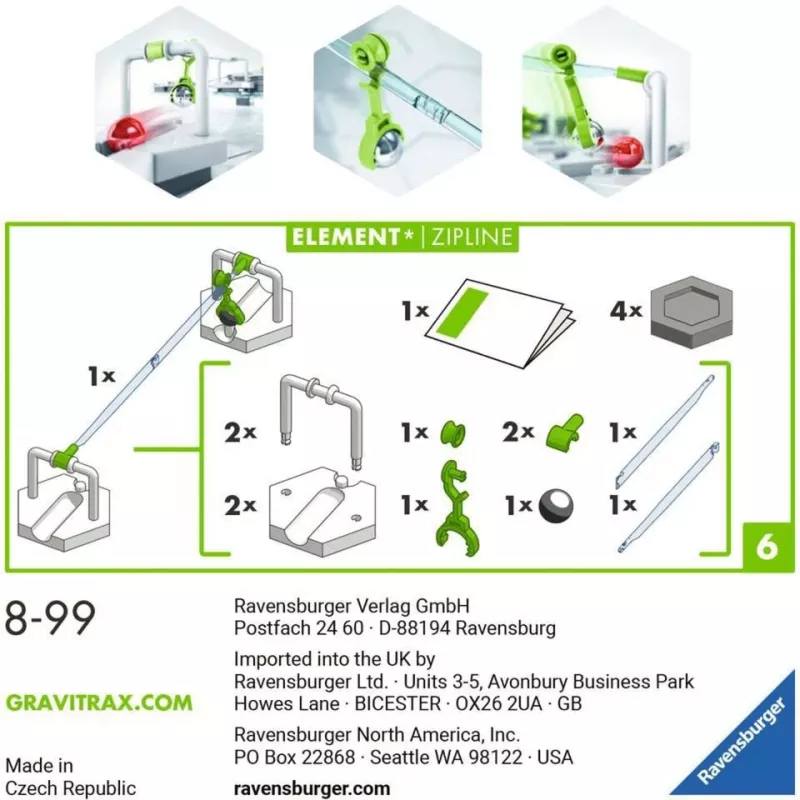Ravensburger GraviTrax Elemento Zipline acessório para brinquedo de atividade e destreza (27472)