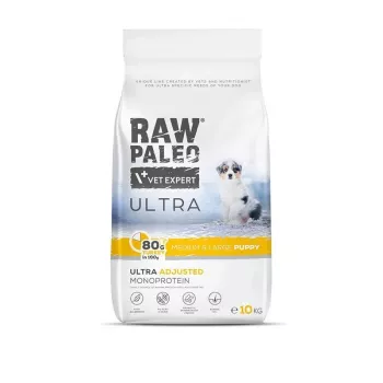 VET EXPERT RAW PALEO Ultra Medium&Large Puppy Turkey - Alimento seco para cachorros - 10 kg