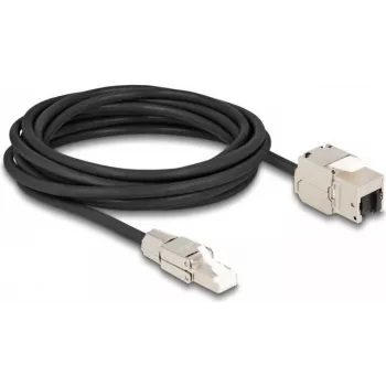 Cabo DeLOCK ficha RJ45 de montagem em campo para módulo Keystone conector fêmea RJ45 Cat.6A 5 m