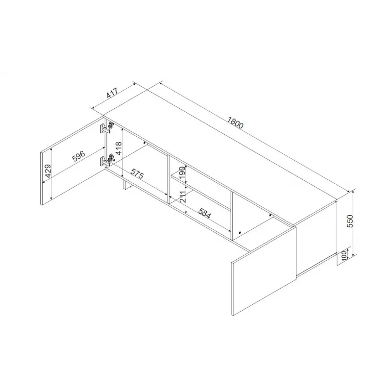 Móvel RTV Cama 2D1P ALMA 180x41.5xH55 caxemira