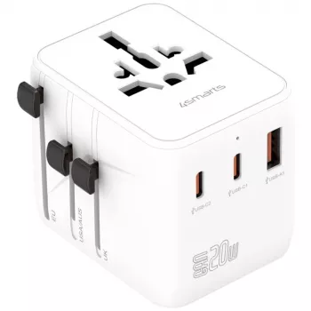Adaptador de viagem 20W GaN Nomad 2xUSB-C + 1xA