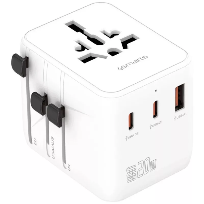 Adaptador de viagem 20W GaN Nomad 2xUSB-C + 1xA