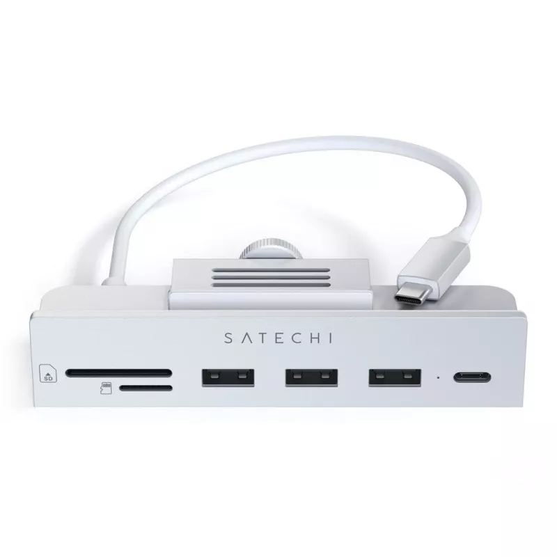 Dock para portátil / replicador de portas Satechi ST-UCICHS USB 3.2 Gen 1 Type-C, portas USB-A, SD/MicroSD, prateado