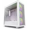 Caixa para PC NZXT H7 Flow RGB Midi Tower branca — vidro temperado, EATX, frente 3×120mm, USB-C