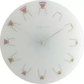 Relógio de parede NeXtime 8809 Chair, Ø30 cm, branco/multicolor