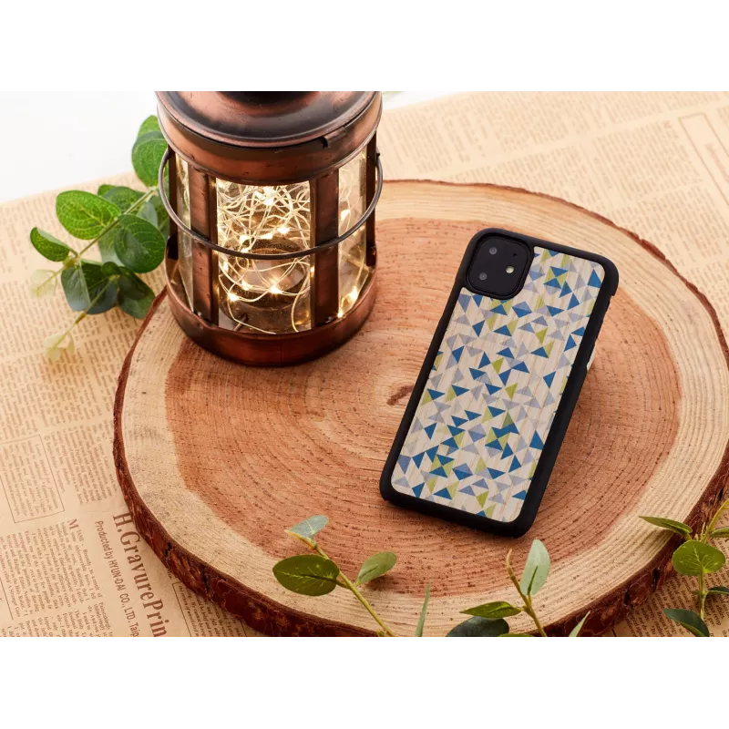 Capa para telemóvel man and wood para iPhone 11 — triângulo azul sobre preto, capa rígida de proteção