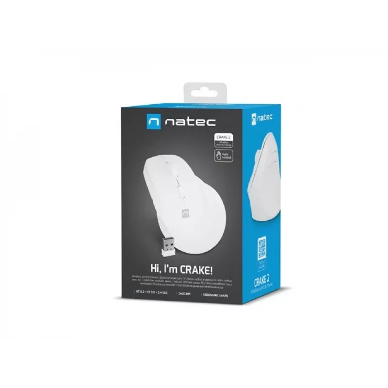 Rato NATEC Crake 2, universal, para destros, RF Wireless + Bluetooth, ótico, 2400 DPI