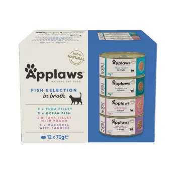 APPLAWS Seleção de peixe multipack em caldo - Alimento húmido para gatos - 12x70g