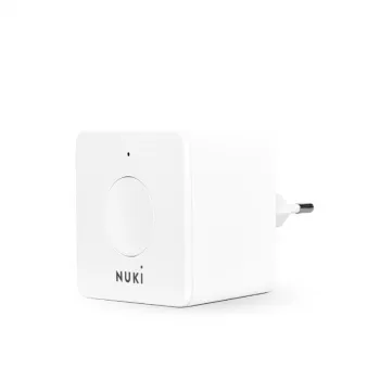 Amplificador de sinal sem fios para smart home NUKI Bridge — Bluetooth/WLAN, 230V, alcance até 10 m, 60×60×50 mm, branco