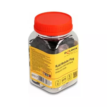 Fichas modulares RJ45 DeLOCK Cat.8.1 conjunto de 25 unid. com alívio de tração