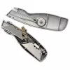 WEDO 78808 Safety-Cutter ALU x-ato, lâmina trapezoidal, com mola, retração automática, 2 lâminas sobresselentes, TÜV/GS, prateado
