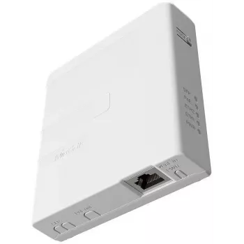 Injetor PoE MikroTik GPEN21 com suporte SFP, Gigabit Ethernet (10/100/1000 Mbit/s), 2 portas RJ-45, branco, entrada 12–57 V