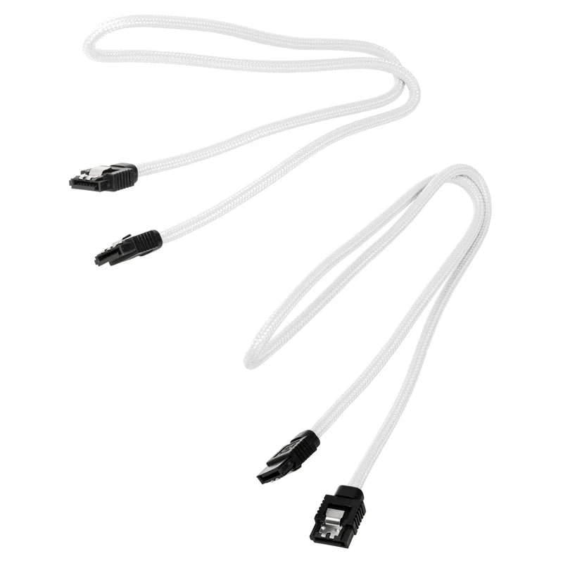 Corsair CC-8900253 Premium Sleeved cabo SATA, 60 cm, 2 unidades, branco