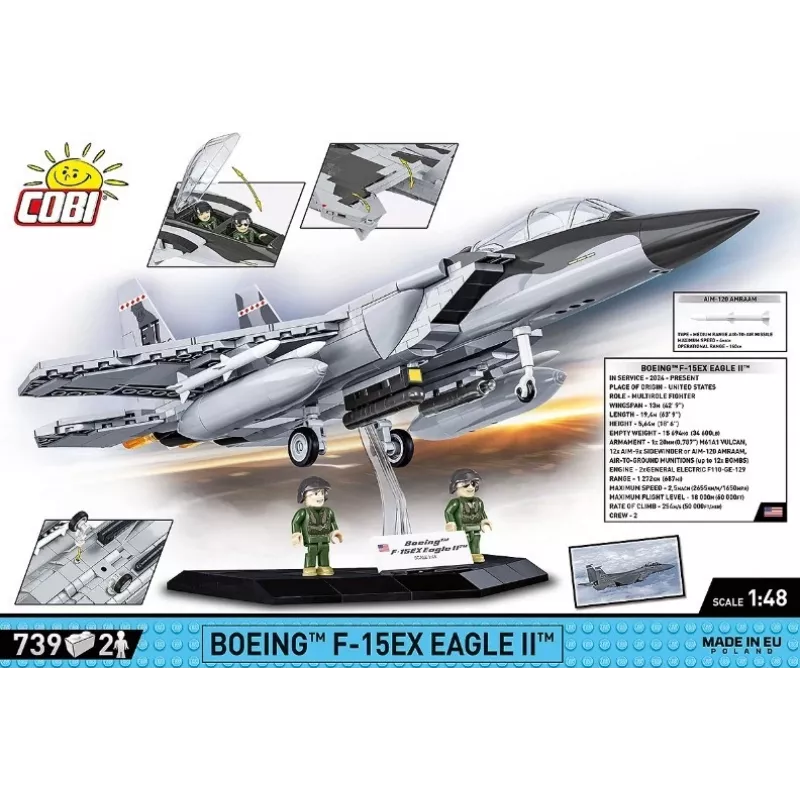 Blocos de construção Cobi Boeing F-15EX Eagle II conjunto modelo COIB-5900, kit de escala colecionável