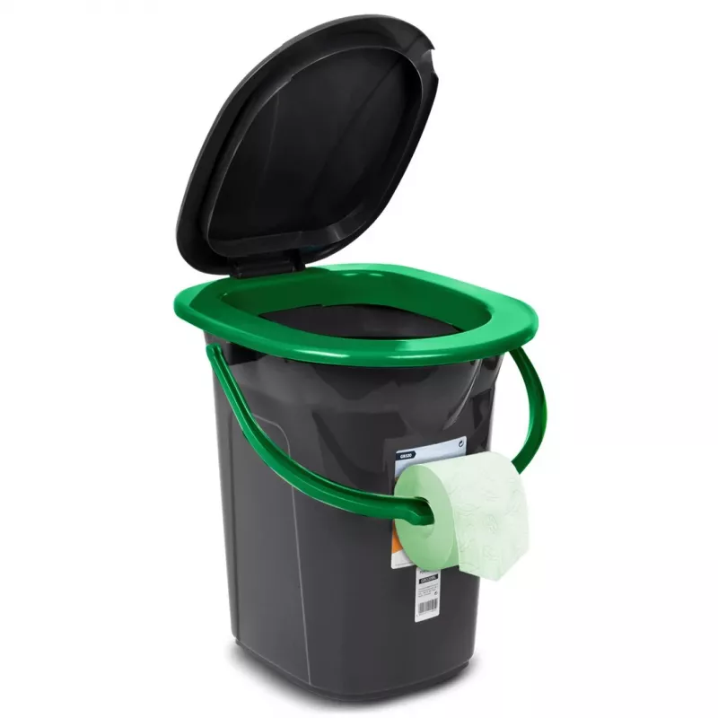 GreenBlue GB320BG sanita portátil de campismo em balde, preto/verde