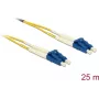 Cabo de fibra ótica DELOCK 80158 OS2 25 m, 2x LC para 2x LC, 9 µm, duplex integral, amarelo/azul