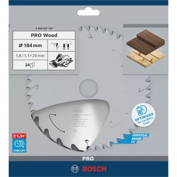 Bosch 2608837702 PRO Wood Cordless disco de serra circular, Ø 184 mm, 24 dentes, furo de 20 mm