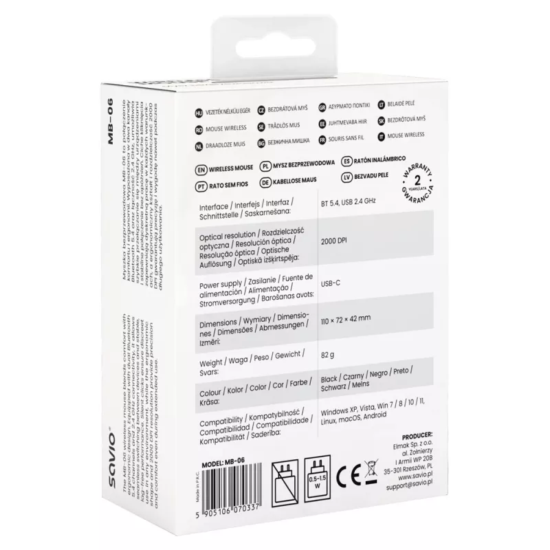 Rato Savio MB-06 universal ambidestro Bluetooth 3800 DPI