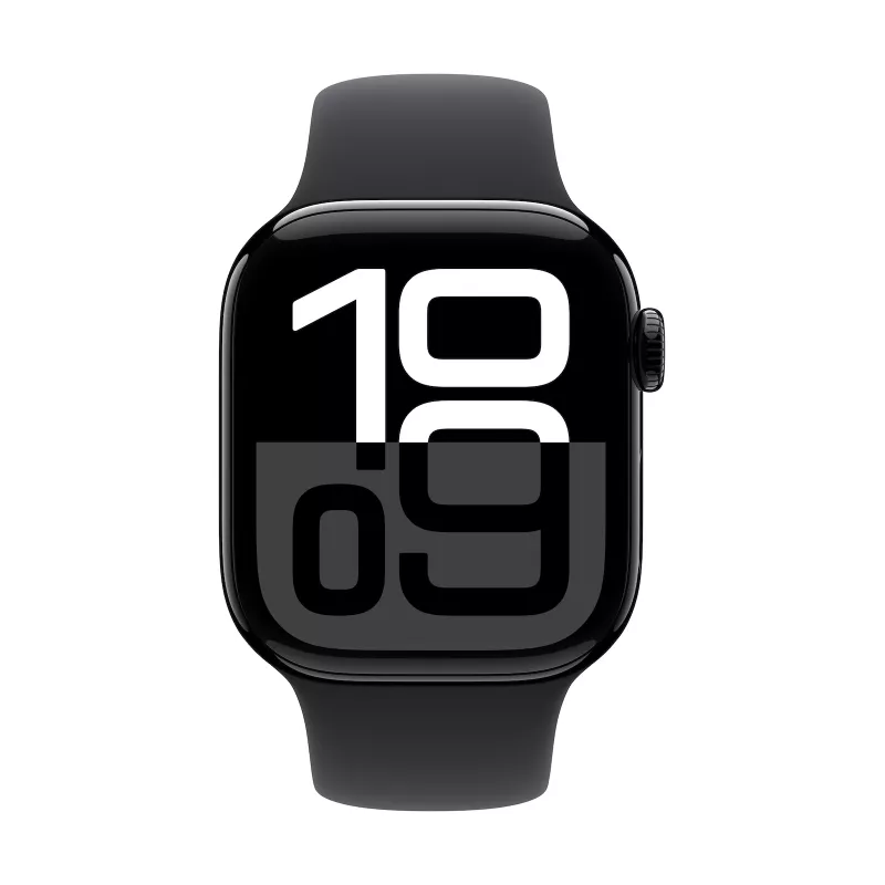 Watch Series 10 GPS + Cellular 42 mm caixa de alumínio Jet Black com Black Sport Band - M/L