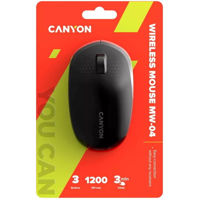 Rato CANYON MW-04 3 botões BT sem fios preto