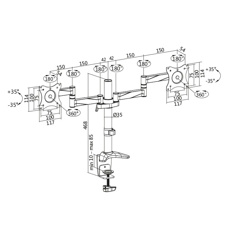Suporte de monitor LogiLink BP0077 / base 68,6 cm (27