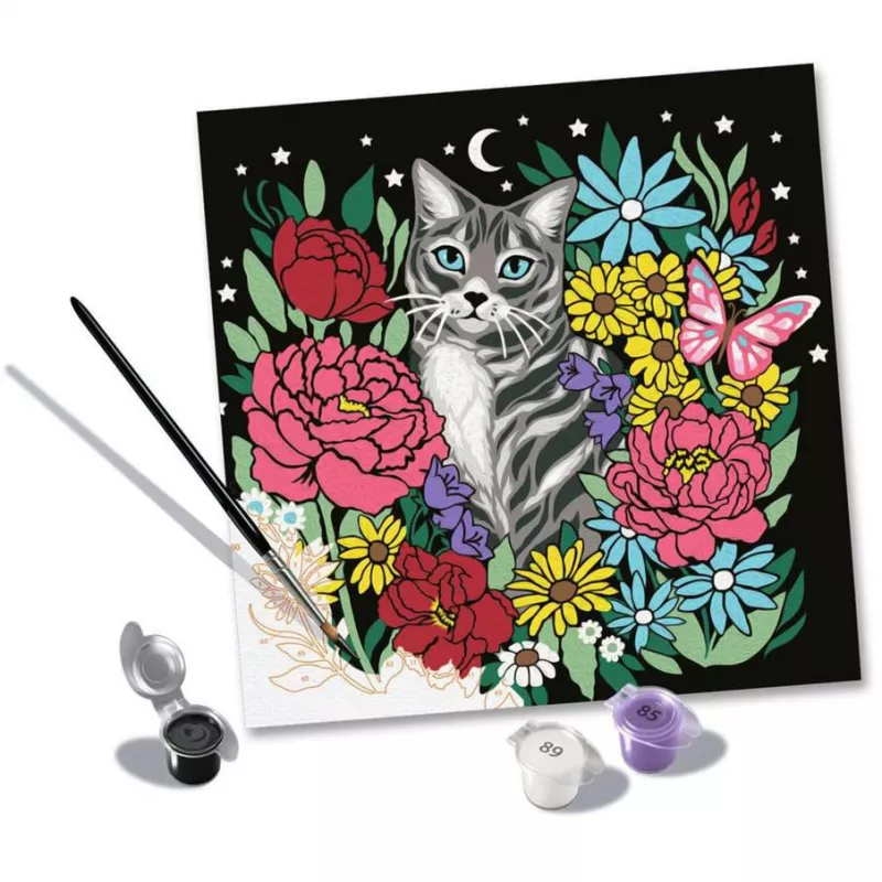 Conjunto de pintar por números Ravensburger CreArt Pixie Cold Cat (modelo 25855) – conjunto de pintura em tela