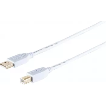 Cabo USB ShiverPeaks 77025-W — High Speed USB 2.0 Type-A para Type-B, contactos banhados a ouro