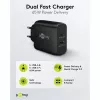 Carregador duplo rápido USB-C, PD, GaN, 65 Watt (preto, 1x USB-C, 1x USB-A, Power Delivery)
