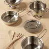 Conjunto de brincar de panelas e frigideiras em aço inoxidável MPP PLF GML