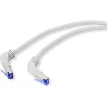 Renkforce RF-4892520 cabo de rede RJ45, cabo patch CAT 6a S/FTP 20,00 m cinzento (RAL 7035) curvado 90° para baixo 1 unidade (RF-4892520)