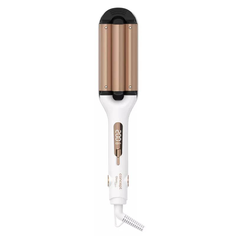 Concept GLAM Style KT2140 modelador de ondas para o cabelo, 100 W, 9 níveis de temperatura, revestimento cerâmico, cabo giratório de 1,8 m, ouro rosa
