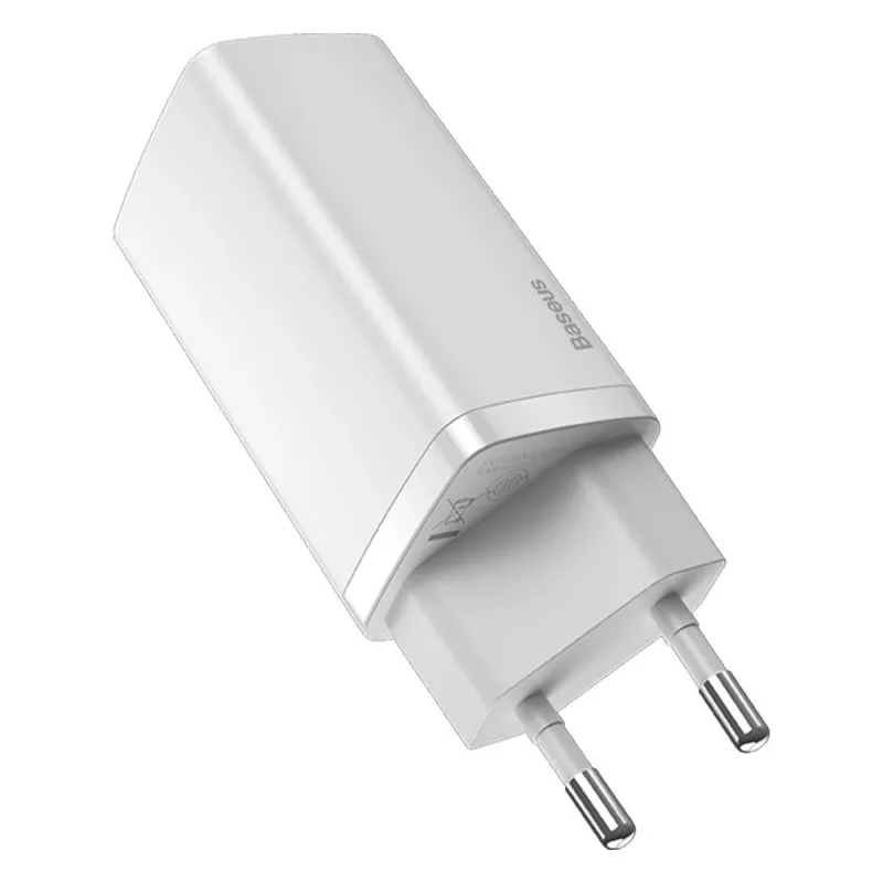 Carregador Baseus CCGAN2L-B02 interior AC carregador rápido 20V 1xUSB 1xType-C branco