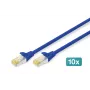 Cabo de rede DIGITUS CAT 6A S/FTP DK-1644-A-010-B-10, 1 m, azul, 10 unidades
