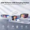 Estação de carregamento Unitek 10x USB 2.4A 60W branco