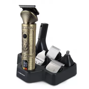 Máquina de cortar cabelo ESPERANZA ADONIS 7 em 1 sem fios recarregável, lâminas de aço inoxidável, 8 pentes de encaixe, 1–12 mm, 90 min. de autonomia