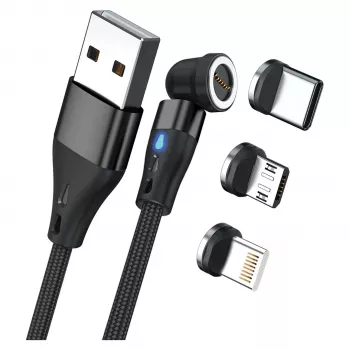 Cabo USB RealPower MagneticCharge3 1m USB A preto