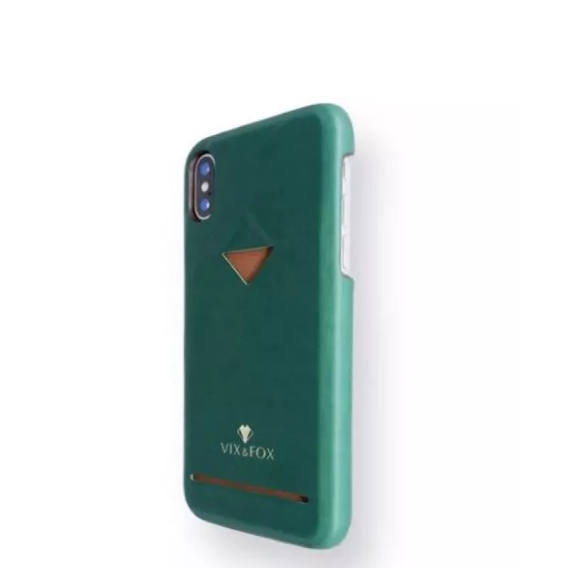 Capa traseira com compartimento para cartões VixFox para iPhone XSMAX – verde floresta, capa protetora traseira com compartimento para cartões