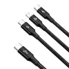 Baseus Rapid Cabo USB 3-em-1 1,5 m USB A USB C/Micro USB A/Lightning Preto