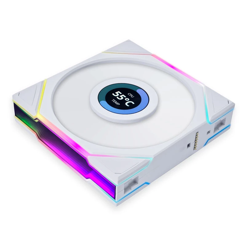 Ventoinha de caixa LIAN LI UNI FAN TL LCD 120mm ARGB - branco pack de 3