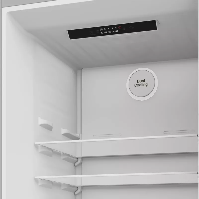 Frigorífico Indesit INK 25402 S4E | Compacto de livre instalação, No Frost, 249 L de refrigeração / 106 L de congelação, A 203,5 cm, classe energética E, 37 dB, prateado