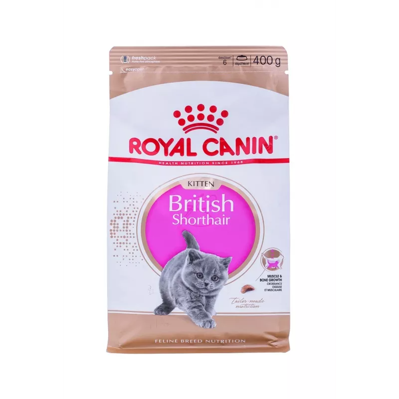Ração seca para gatos Royal Canin British Shorthair Kitten 400 g — aves, 38% proteína, 20% gordura