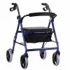 Andarilho com quatro rodas e assento, azul/preto