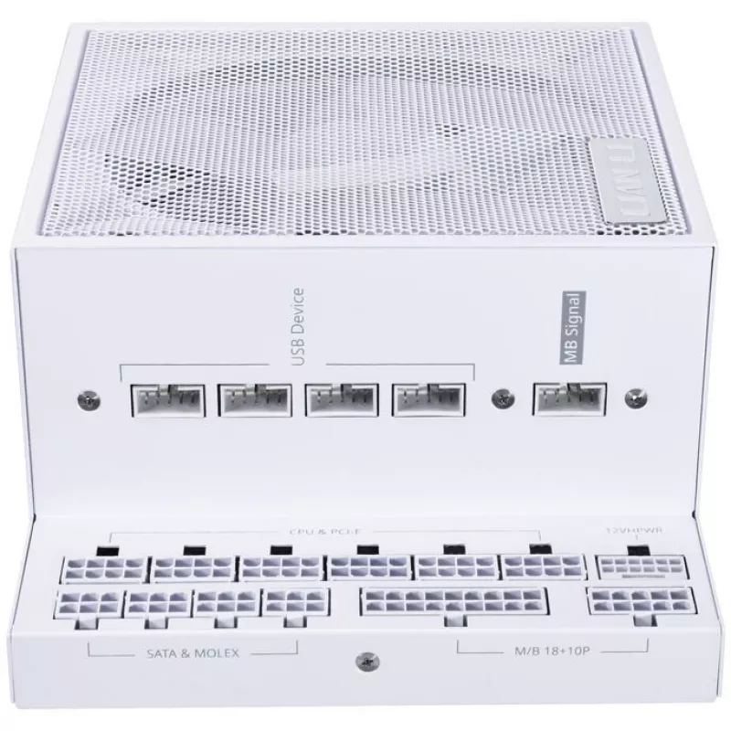 Fonte de alimentação Lian Li EDGE EG0850 de 850 W, 80 PLUS Platinum, ATX 3.1, PCIe 5.1, branca