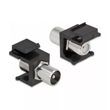Módulo Keystone ficha IEC para conector fêmea F preto DeLOCK 86857