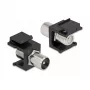 Módulo Keystone ficha IEC para conector fêmea F preto DeLOCK 86857
