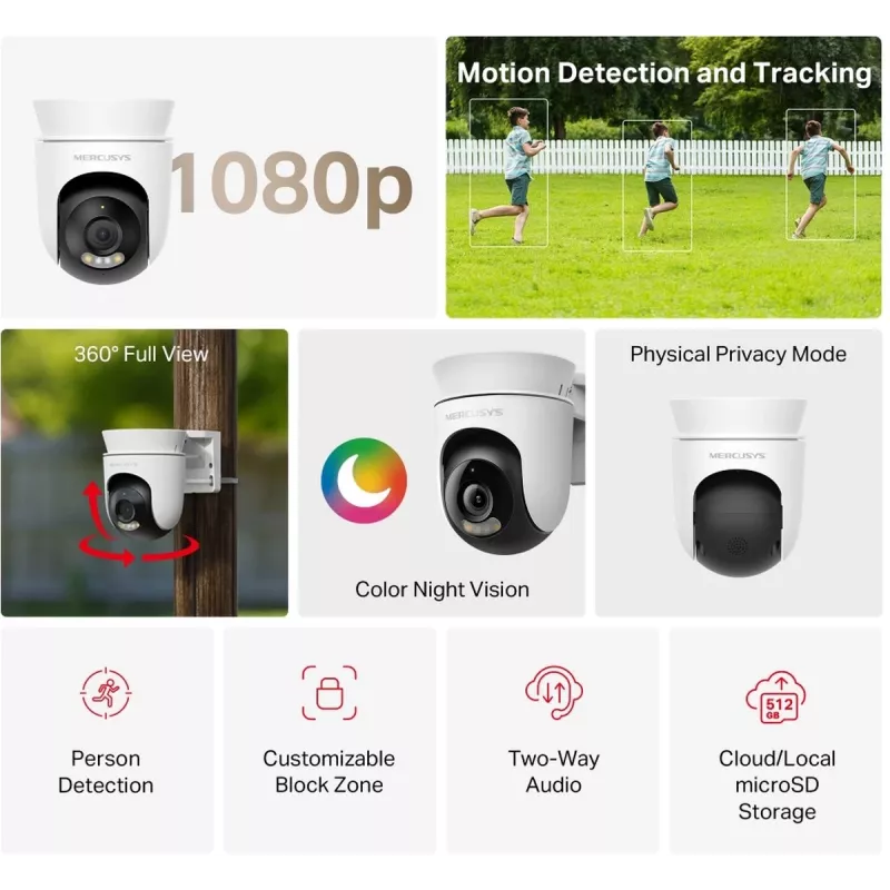 Mercusys MC500 câmara de segurança Wi-Fi Pan/Tilt para exterior